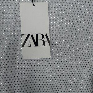 *NWT* ZARA  STUDDED WHITE CROP TOP